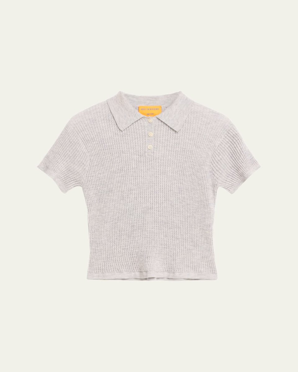 Cashmere Short-Sleeve Shrunken Polo Sweat